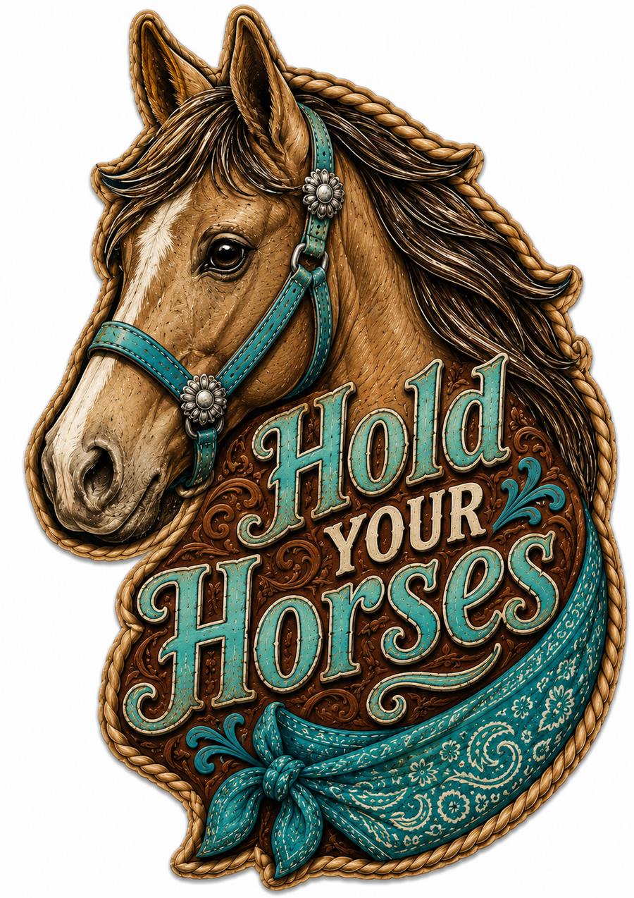 Hold Your Horses 12" Wood Wreath Sign - PS-W-0028