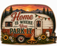 Thumbnail for Home Is Where You Park It 12" Wood Wreath Sign - PS-W-0025