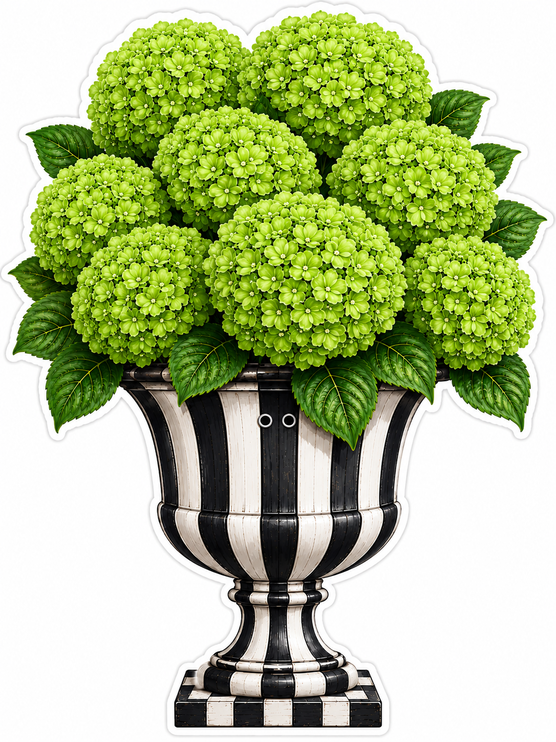 Green Hydrangea Striped Urn 26" Wood Door Hanger - MF-W-0105-DH
