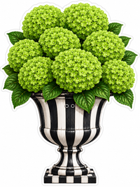 Thumbnail for Green Hydrangea Striped Urn 26" Wood Door Hanger - MF-W-0105-DH