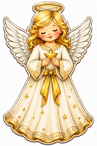 Thumbnail for Angel Tree Topper 16" Wood Wreath Sign - PS-W-0202