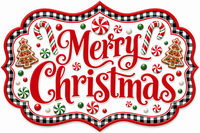 Thumbnail for Merry Christmas Gingerbread and Candy Buffalo Check 12" Wood Wreath Sign - DBJ-W-0122