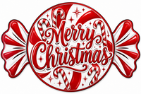 Thumbnail for Merry Christmas Peppermint Candy 14" Wood Wreath Sign - DBJ-W-0121