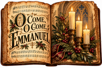 Thumbnail for O Come O Come Emmanuel Vintage Songbook 14x10" Wood Wreath Sign - DCO-W-1572