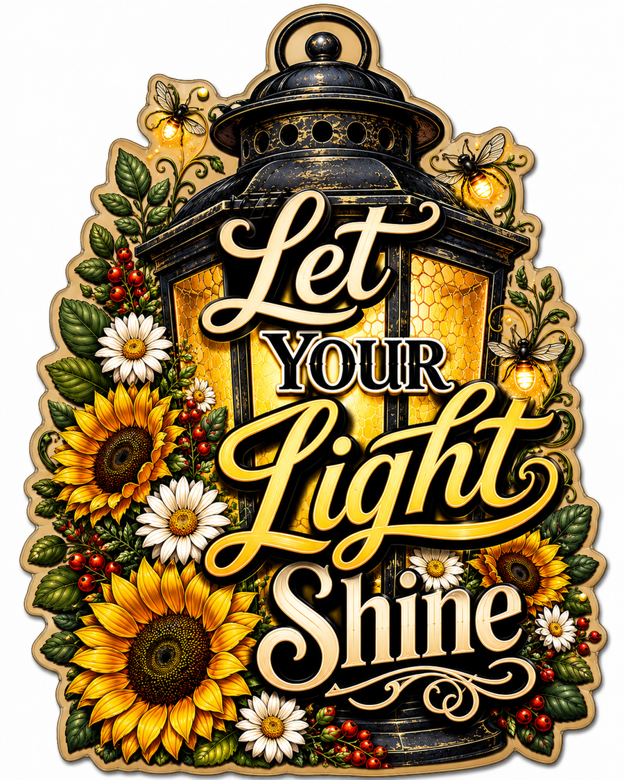 Let Your Light Shine 12" Wood Wreath Sign - PS-W-0052