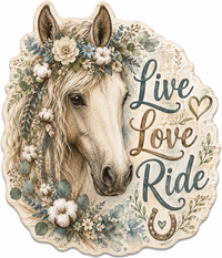 Thumbnail for Live Love Ride 12" Wood Wreath Sign - PS-W-0029