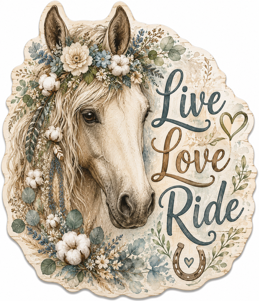 Live Love Ride 12" Wood Wreath Sign - PS-W-0029