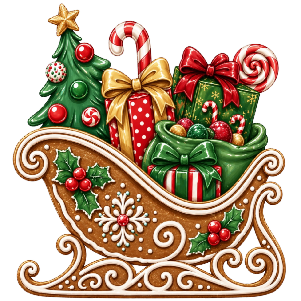 Christmas Sleigh 14" Wood Wreath Sign - MF-W-0003