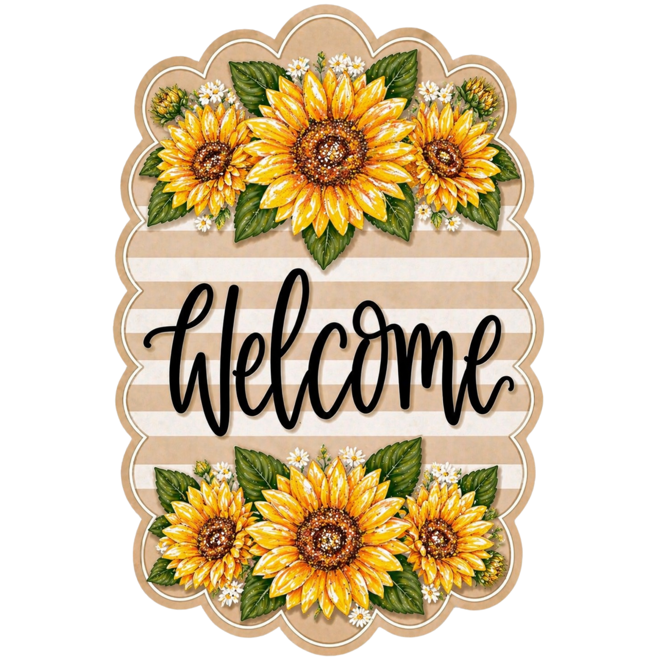 Sunflower Welcome 14" Wood Wreath Sign - MF-W-0009
