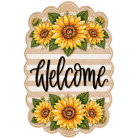 Thumbnail for Sunflower Welcome 14" Wood Wreath Sign - MF-W-0009