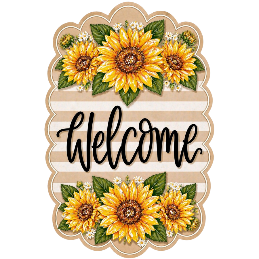 Sunflower Welcome 14" Wood Wreath Sign - MF-W-0009