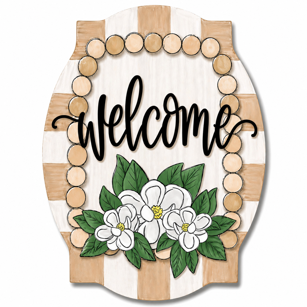 Magnolia Welcome 1 12" Wood Wreath Sign - MF-W-0010