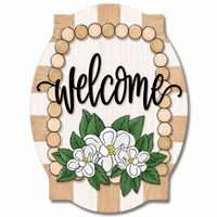 Thumbnail for Magnolia Welcome 1 12" Wood Wreath Sign - MF-W-0010