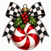 Thumbnail for Peppermint Ornament with Bow 22" Wood Door Hanger - MF-W-0020-DH