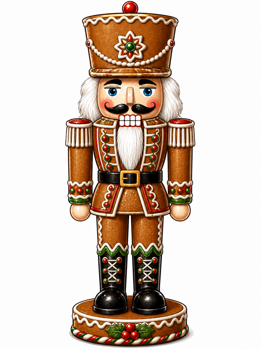Gingerbread Nutcracker 32" Wood Door Hanger - MF-W-0022-DH-32