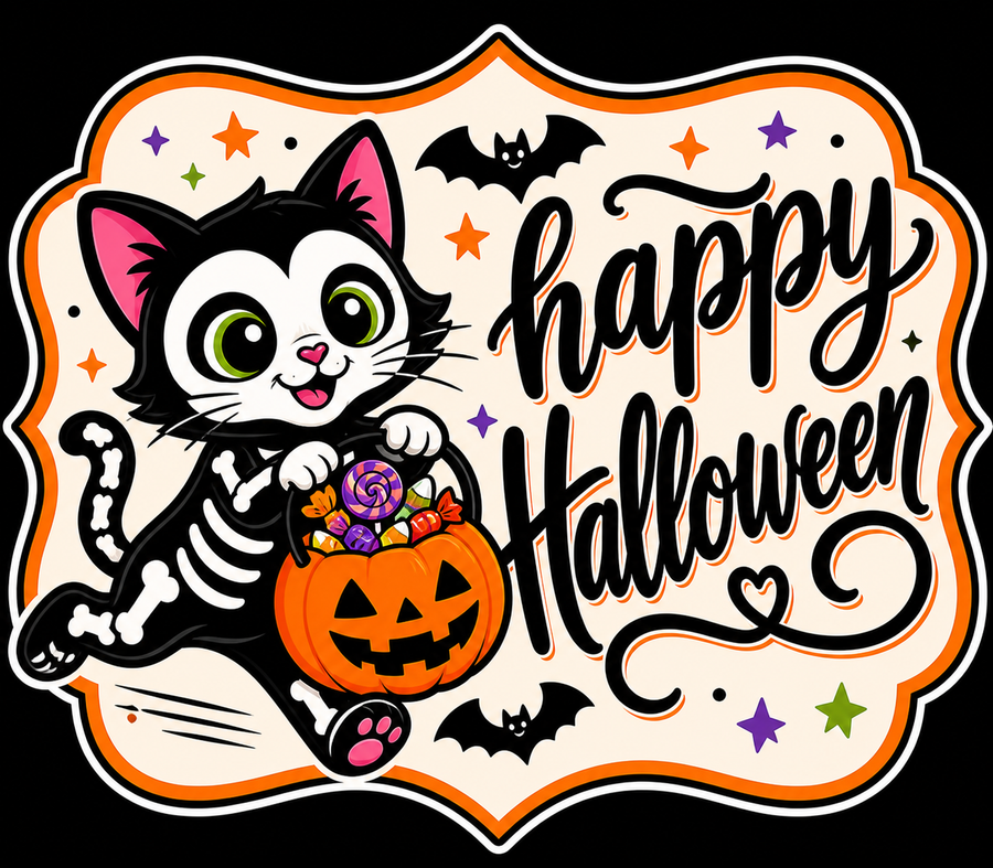 Cat Happy Halloween " 22" Wood Door Hanger - MF-W-0024-DH