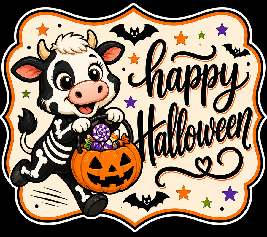 Cow Happy Halloween 22" Wood Door Hanger - MF-W-0025-DH