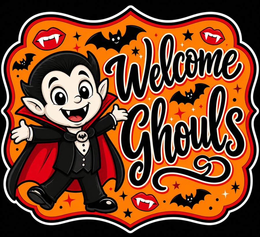 Vampire Halloween 12" Wood Wreath Sign - MF-W-0029