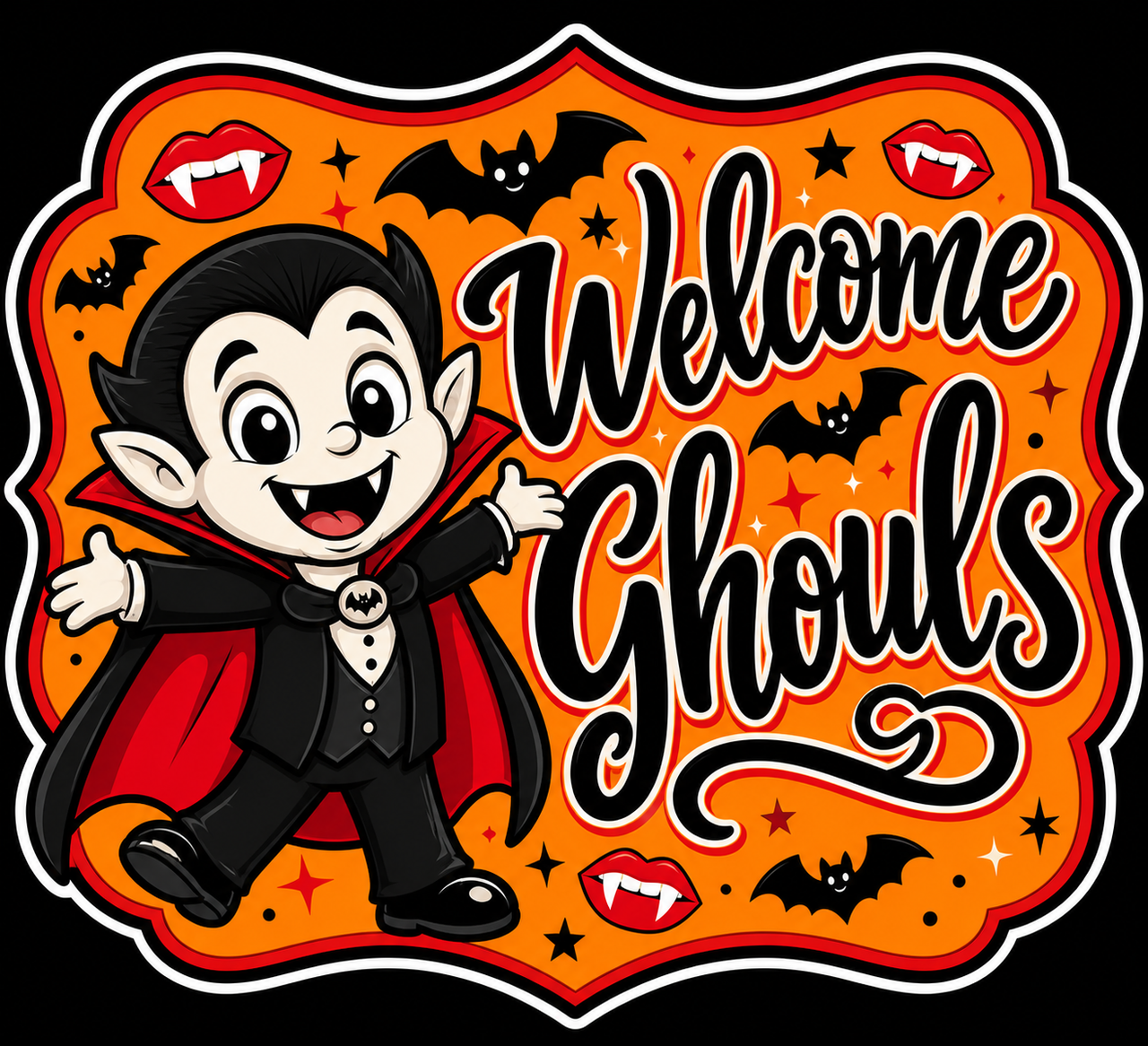 Vampire Halloween 22" Wood Door Hanger - MF-W-0029-DH