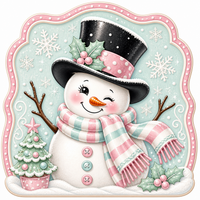Thumbnail for Pink Snowman 10" Wood Wreath Sign - MF-W-0035
