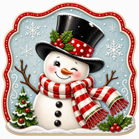 Thumbnail for Traditional Snowman 10" Wood Wreath Sign - MF-W-0036