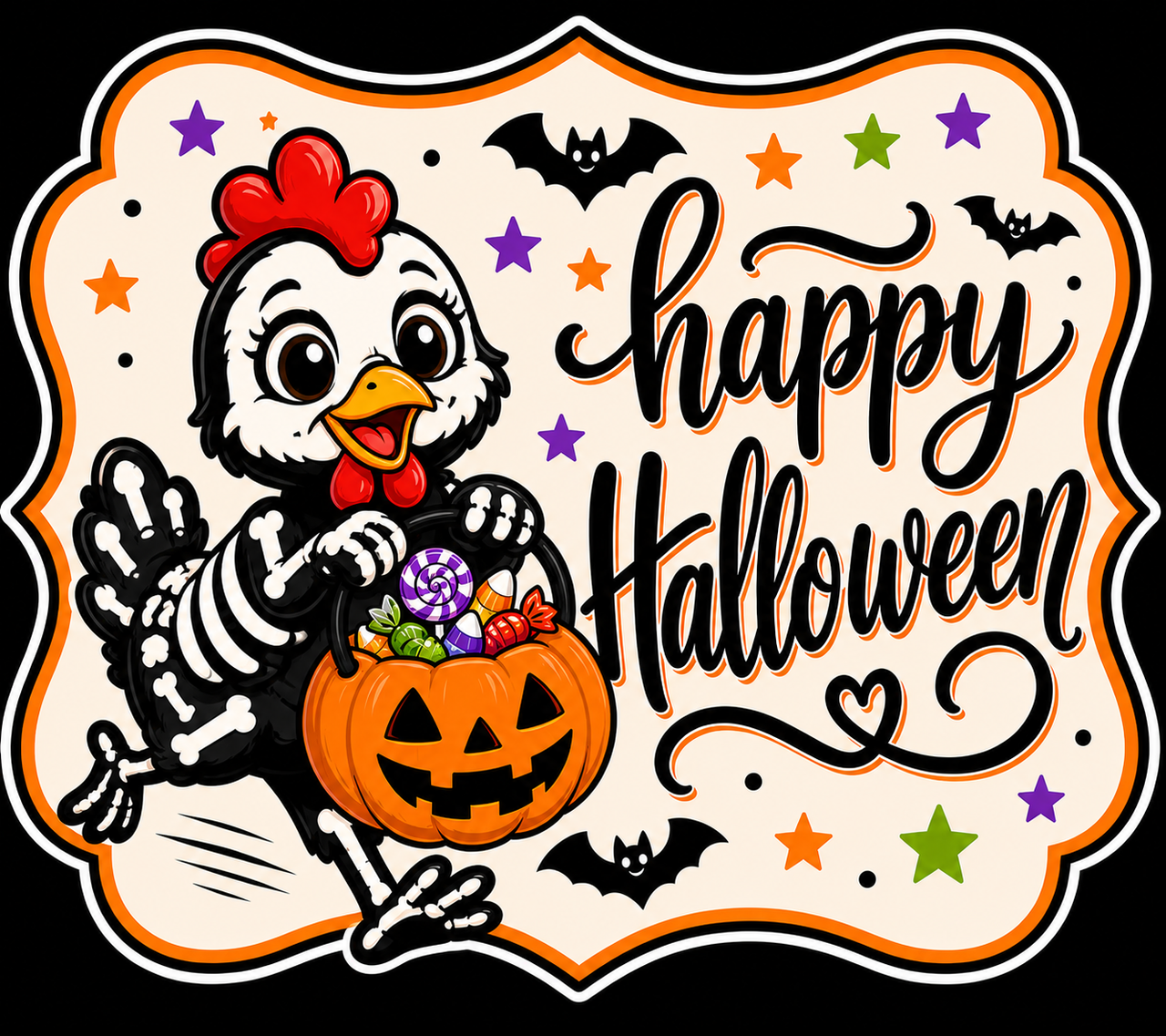 Chicken Happy Halloween 22" Wood Door Hanger - MF-W-0040-DH