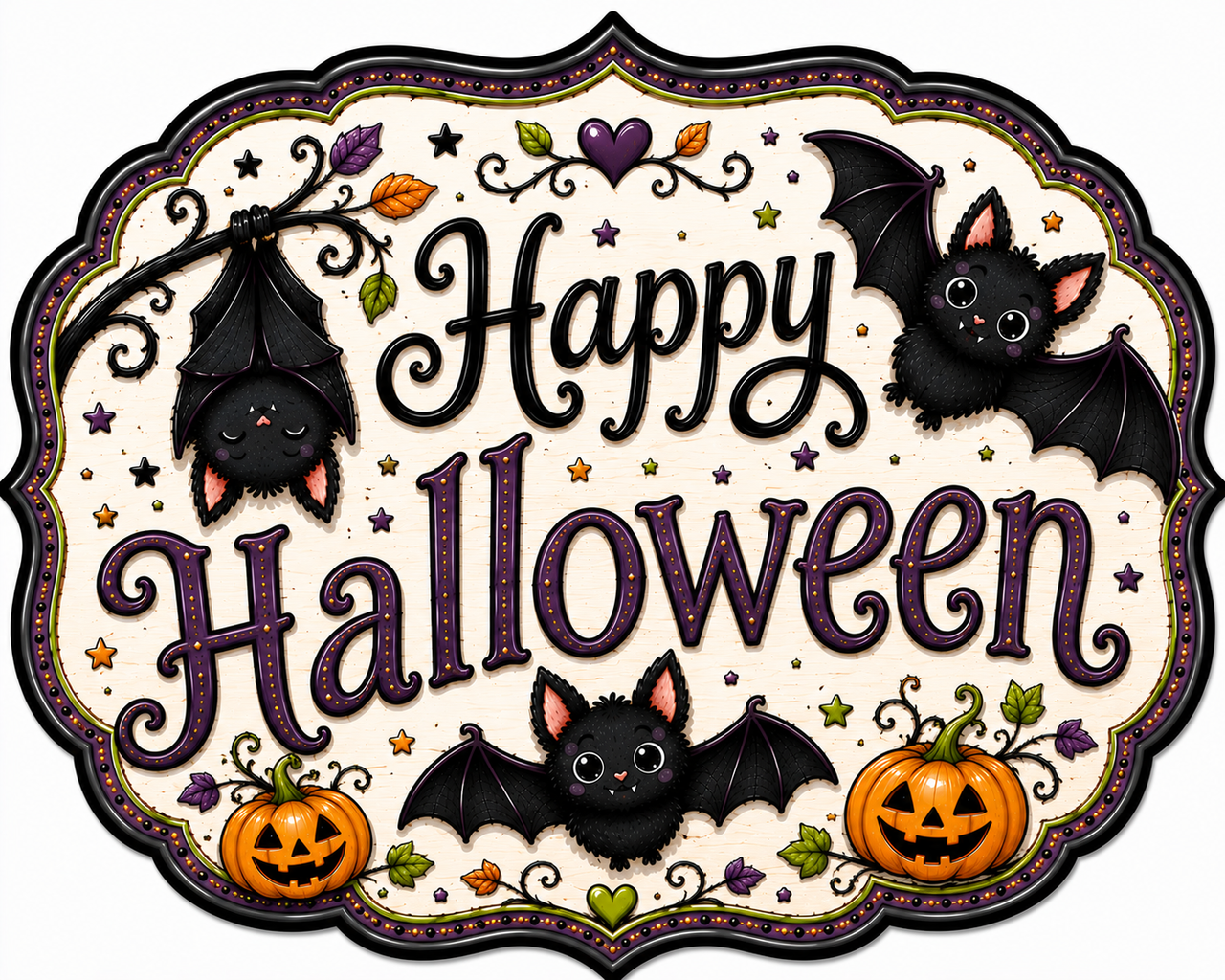 Happy Halloween Bat 12" Wood Wreath Sign - MF-W-0042