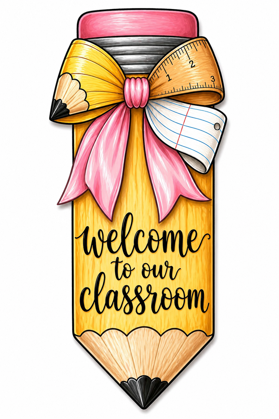 Welcome to Our Classroom Pencil 14" Wood Wreath Sign - MF-W-0061