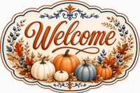 Thumbnail for Welcome Fall 12" Wood Wreath Sign - MF-W-0049