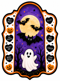 Thumbnail for Halloween Ghost 12" Wood Wreath Sign - MF-W-0050