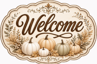 Thumbnail for Welcome Fall 12" Wood Wreath Sign - MF-W-0052