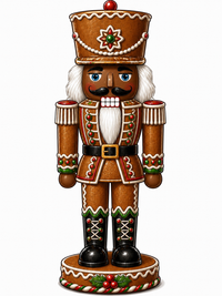 Thumbnail for Gingerbread Nutcracker Darker Skin Tone Nutcracker 14" Wood Wreath Sign - MF-W-0055
