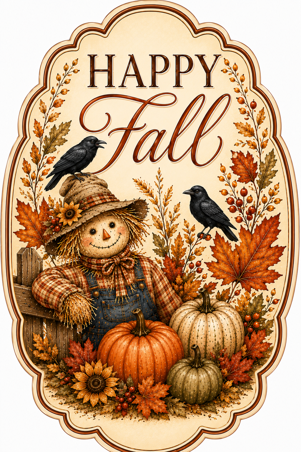 Happy Fall 12" Wood Wreath Sign - MF-W-0057