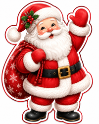 Thumbnail for Classic Red Santa with Gift Bag 12" Wood Wreath Sign - MF-W-0067