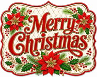 Thumbnail for Merry Christmas Gold Quilt Poinsettia 12" Wood Wreath Sign - MF-W-0070