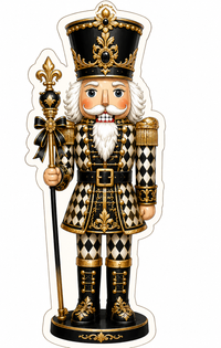 Thumbnail for Black and Gold Nutcracker 14" Wood Wreath Sign - MF-W-0072