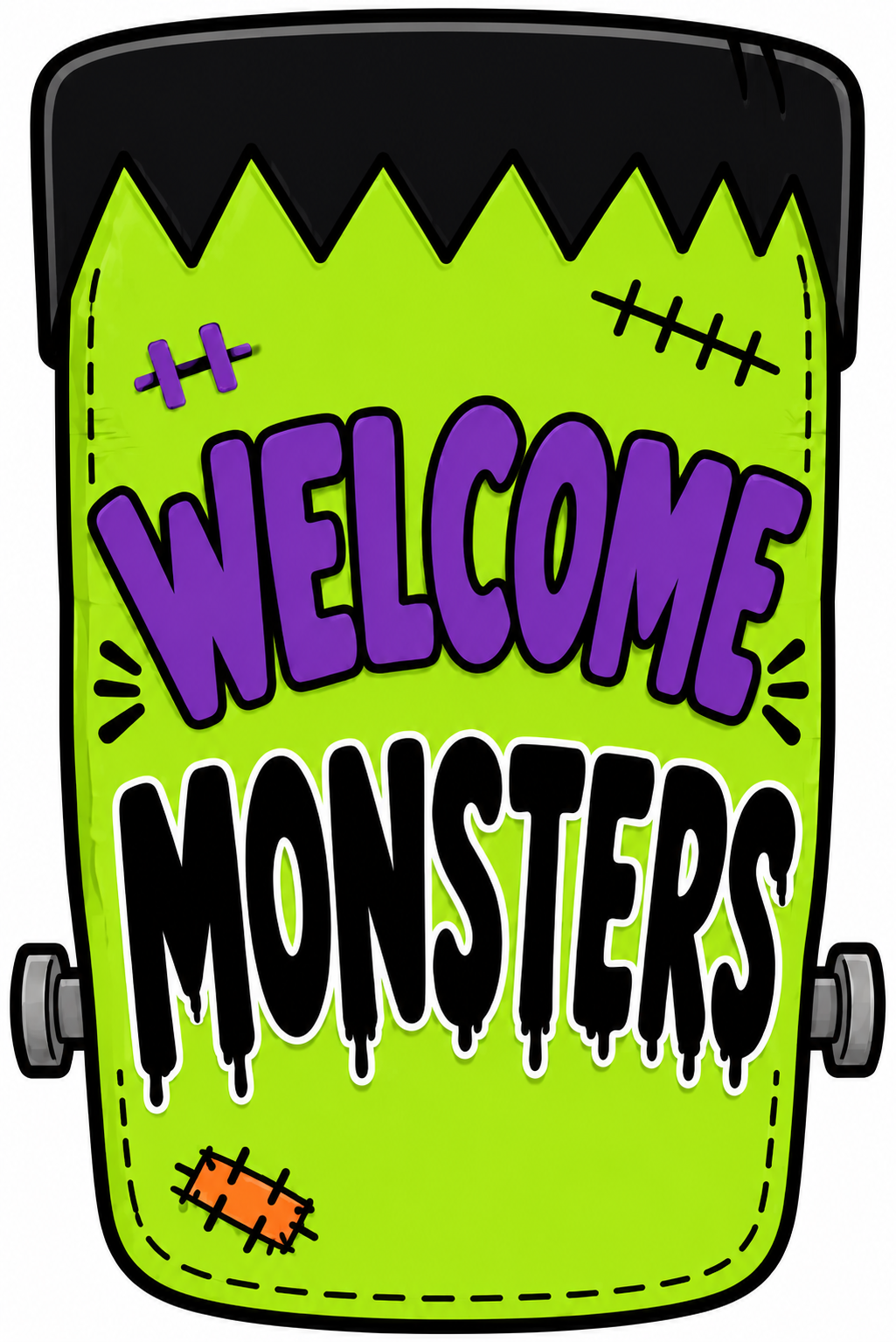 Welcome Monsters Frankenstein 12" Wood Wreath Sign - MF-W-0074