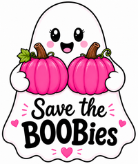 Thumbnail for Save the BOOBies Pink Ghost 12" Wood Wreath Sign - MF-W-0075
