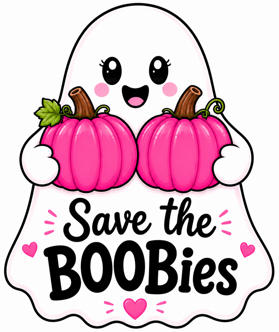 Save the BOOBies Pink Ghost 12" Wood Wreath Sign - MF-W-0075