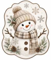 Thumbnail for Cozy Snowman Neutral 12" Wood Wreath Sign - MF-W-0078