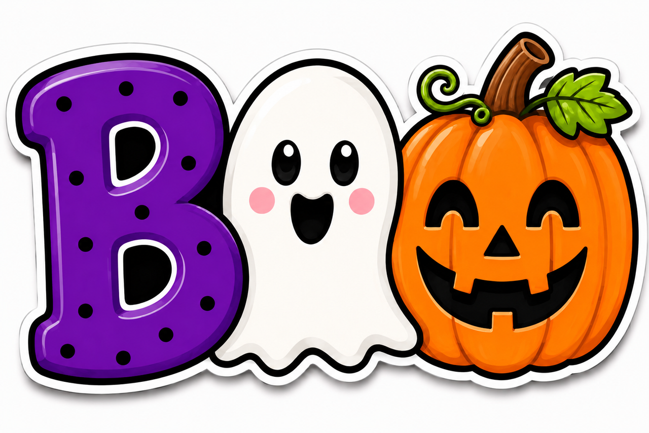 BOO Ghost and Pumpkin 12" Wood Wreath Sign - MF-W-0081