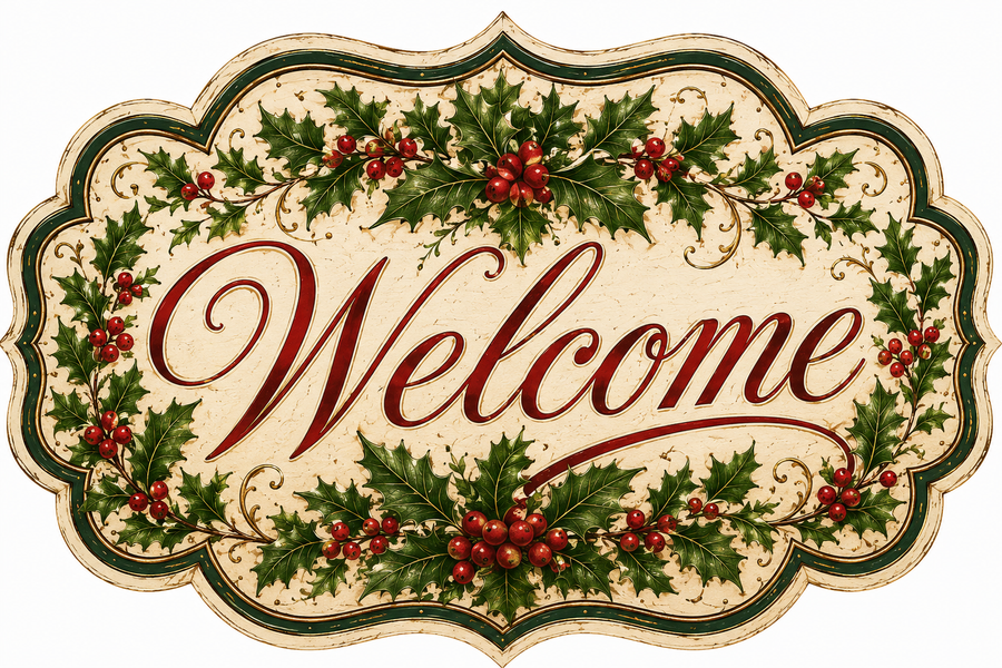 Christmas Welcome 22" Wood Door Hanger - MF-W-0100-DH