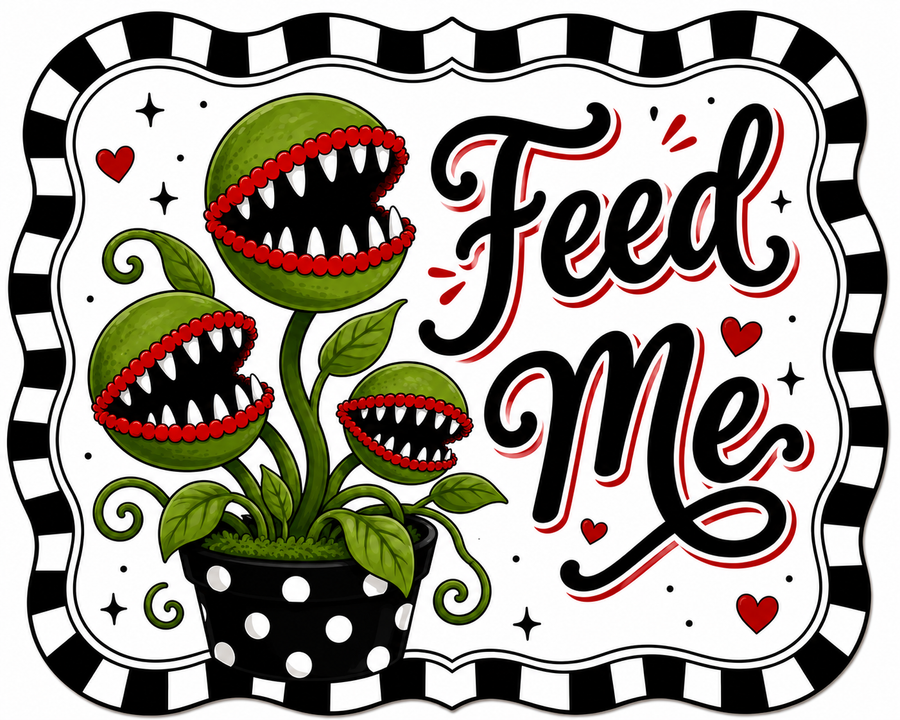 Feed Me Carnivorous Plants 12" Wood Wreath Sign - MF-W-0101