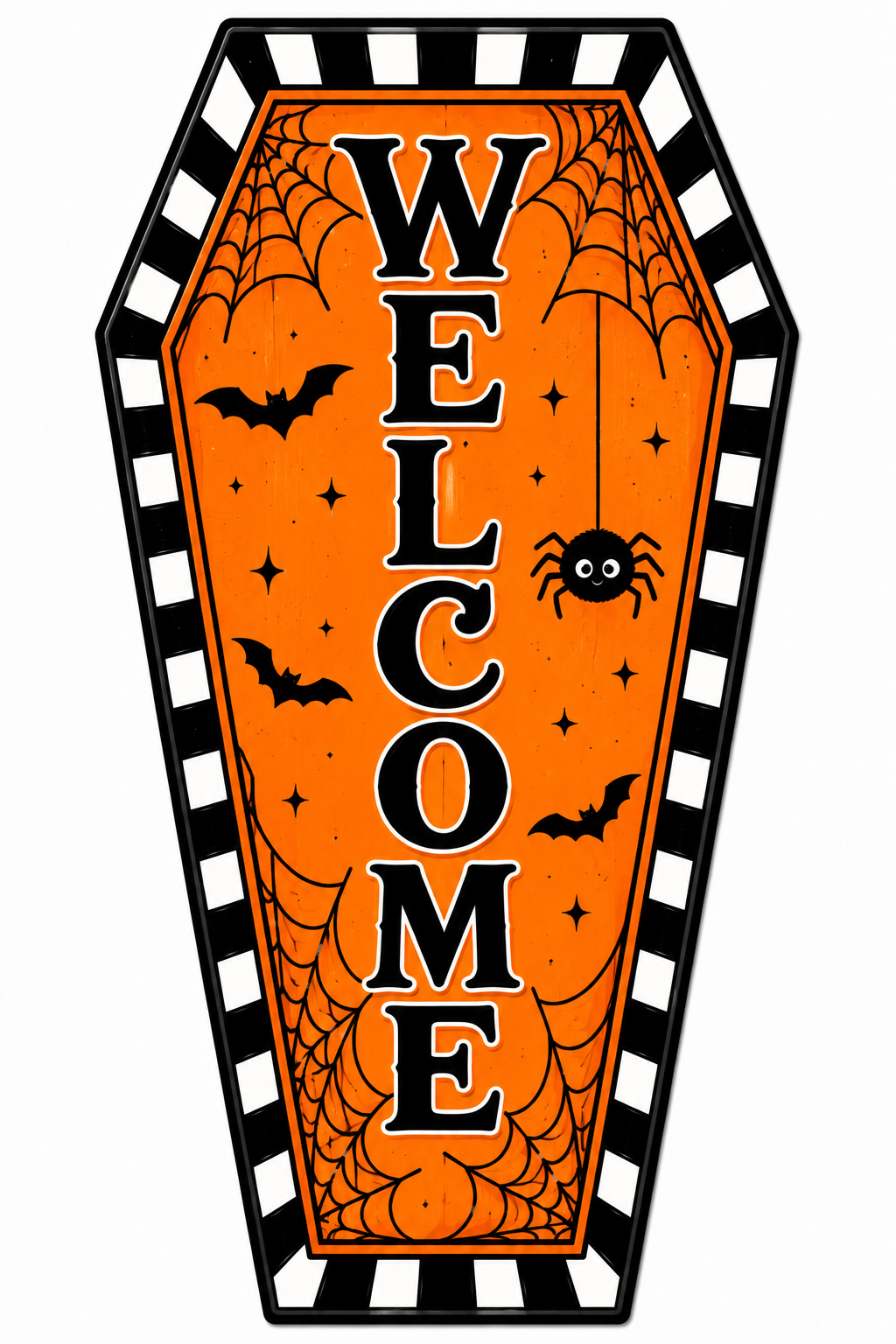 Welcome Coffin Halloween 14" Wood Wreath Sign - MF-W-0102