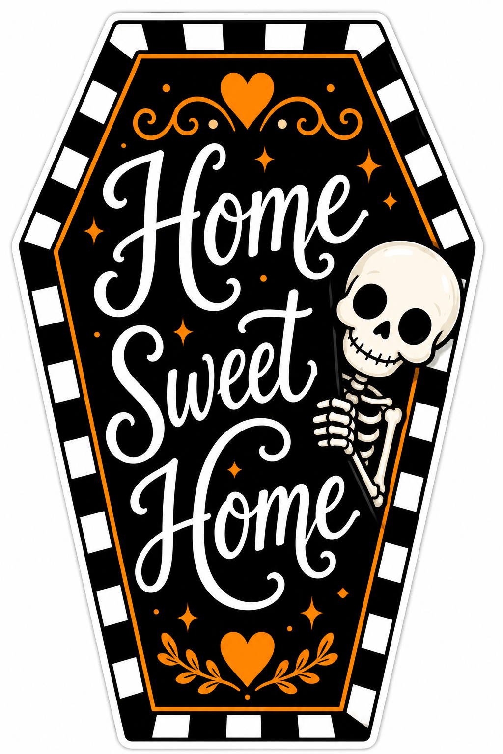 Home Sweet Home Coffin Skeleton 14" Wood Wreath Sign - MF-W-0103