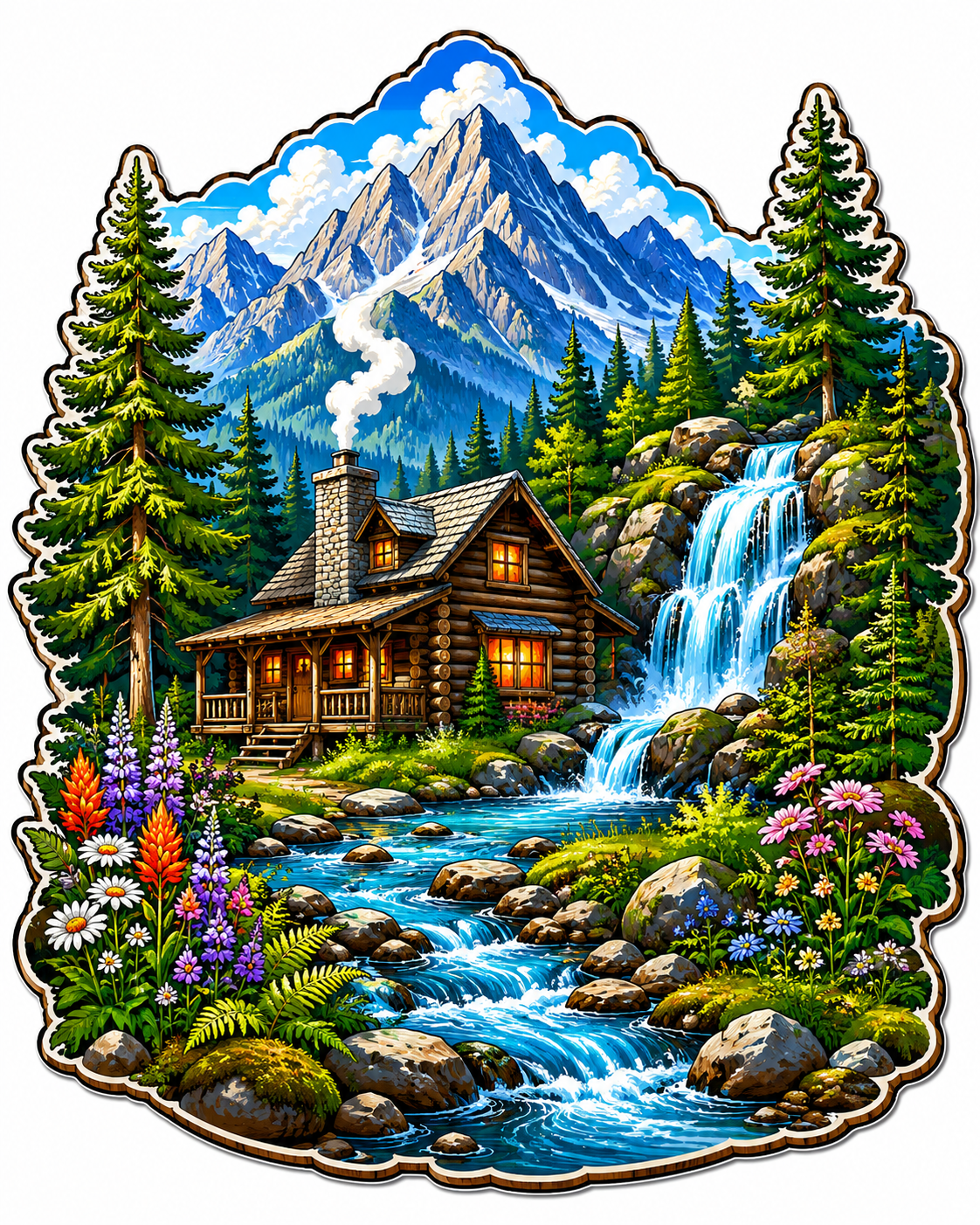 Mountain Cabin 12" Wood Wreath Sign - PS-W-0038