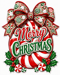 Thumbnail for Natural Peppermint Merry Christmas 12" Wood Wreath Sign - PS-W-0067
