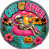 Thumbnail for Out of Office Skeleton 10" Wood Wreath Sign - SCW-W-0013