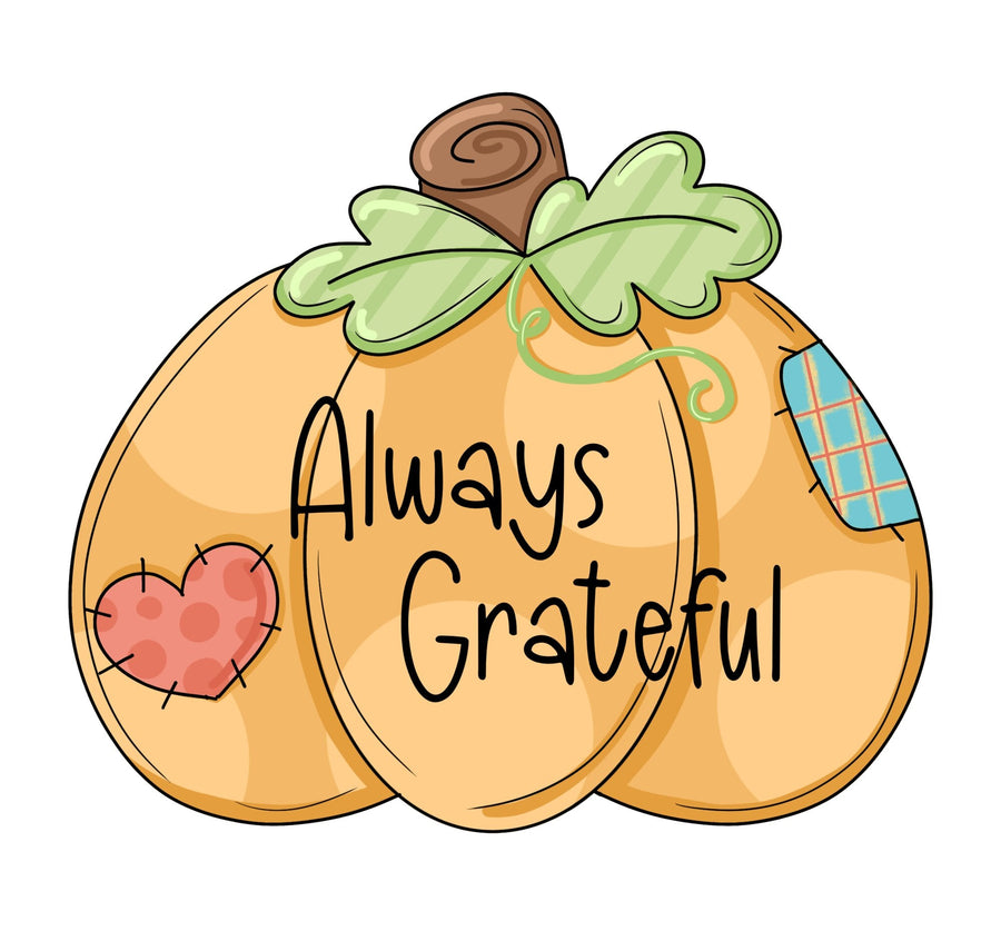 Always Grateful Pumpkin 22" Wood Door Hanger - PCD-W-213-DH