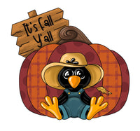 Thumbnail for It's Fall Y'all Crow 12" Wood Wreath Sign - PCD-W-216
